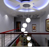 时尚玻璃圆球楼梯螺旋吊灯简约现代复式长吊灯高楼别墅灯具餐厅灯