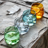 左茗右器 创意家用彩色水杯耐热玻璃杯透明泡茶杯子水具欧式四色