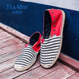 Tt&Mm/汤姆斯帆布鞋男2016夏季条纹休闲平底套脚布鞋休闲男士鞋子
