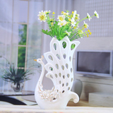 陶瓷器白色孔雀小花瓶摆件现代简约创意插花装饰干花瓷瓶花器宜家