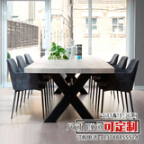 园吃饭桌大型办公会议桌写字桌实木美式餐桌大餐桌椅组合长方形田