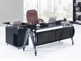 现代简易钢化玻璃办公桌电脑桌钢架主管桌经理桌大班台转角书桌