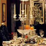 欧式浪漫水晶五头蜡烛台 样板房软装西餐厅婚庆婚礼餐桌烛台摆件