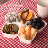 欧式纯白陶瓷零食盒分格干果盘 过年水果糖果盘 茶楼咖啡厅餐厅用