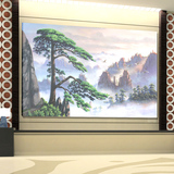 迎客松纯手绘画山水风景画客厅办公室装饰墙体挂画风水聚宝盆