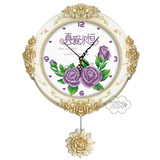 精准印花印布十字绣套件花类钟表相伴永远12ct手工材料套件餐厅画