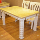 大理石餐桌椅组合简约现代小户型餐厅实木纹长方形饭桌橡木桌1.35