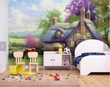 儿童房卡通动漫墙纸壁画环保背景墙卧室迪士尼童话城堡乡村油画