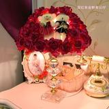 欧式公主玫瑰花朵婚庆婚房装饰水晶台灯卧室床头灯生日礼物