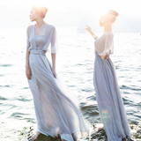 波西米亚连衣裙抹胸飘逸仙女裙海边度假必备长裙夏气质海滩沙滩裙