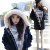 冬季新款韩版中长款学院风加厚羊羔毛外套工装棉衣连帽学生棉服女