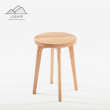 「山冶木作-圆凳」实木家具 橡木矮凳木凳 简约日式现代