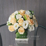 香槟玫瑰白玫瑰粉玫瑰高档会议婚礼签到桌花西安鲜花实体花店送花
