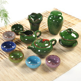 创意整套功夫茶具套装陶瓷器六彩冰裂釉盖碗茶壶小茶杯茶叶罐特价