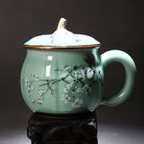 红鑫黄金彩绘龙泉青瓷口杯水杯茶杯南瓜杯茶杯茶具办公茶杯预售