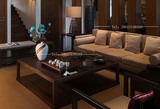 新中式现代化沙发布艺定制 古典三人沙发组合 水曲柳实木家具整装