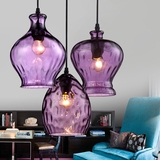 简约创意个性紫色玻璃餐吊灯酒吧吧台餐厅卧室书房过道氛围装饰灯