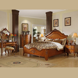 美式实木家具 卧室组合家具 欧式雕花大床1.5 1.8米双人床定做
