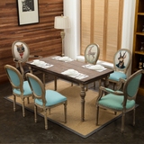 欧式实木餐椅 美式复古椅子 酒店咖啡厅北欧扶手橡木做旧书房椅