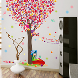 儿童房间墙壁装饰贴纸田园温馨浪漫创意客厅彩色大树墙贴画可移除