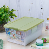 茶花塑料收纳箱衣物整理箱有盖衣服储物箱小号透明收纳盒 28601K