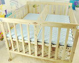 变书桌十四省包邮双胞胎婴儿床无漆加宽长实木童床带摇篮储物柜可