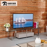 钰庭轩家具不锈钢电视柜时尚简约边柜长方形钢化玻璃电视柜