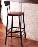 m美式乡村复古做旧欧式古典木制实木酒吧凳吧台椅高脚吧凳子皮凳