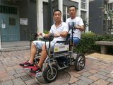 包邮正品天津悍马电动轮椅车折叠残疾老年代步车 双人双控后座椅