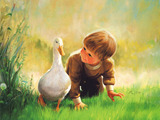 装饰画片儿童启蒙早教卡学前教育世界名画油画 大白鸭