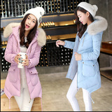 2016冬季新款韩版棉衣女中长款修身棉袄长袖加厚学生棉服羽绒外套