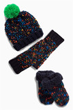 【现货】NEXT正品代购 男宝宝 毛球彩色毛线帽+手套+围巾 3件套