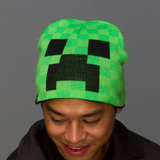 正版Minecraft 我的世界苦力怕脸毛绒帽子动漫周边COS冬帽针织帽