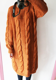 念桃家 韩国原单外贸出口麻花厚款超长杂色线森女茧型宽松毛衣