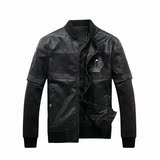 男装PP拼接外套皮衣夹克men's leather coat jacket Пальто