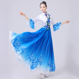 中国风青花瓷大合唱演出服民乐古筝古典长裙伴舞服装新款女款成人