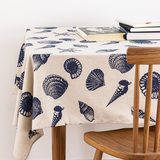 欧式简约现代地中海风情贝壳海螺海洋风棉麻桌布书桌布台布餐桌布