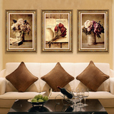 欧式美式客厅装饰画现代沙发背景墙有框三联画 餐厅卧室挂画壁画