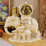 欧式复古台钟座钟创意大号大象摆件陶瓷钟表客厅时尚坐钟台式桌钟