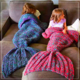 美人鱼毯子针织毯鱼尾巴毯子保暖毯沙发毯鱼尾毛毯美人鱼毛毯盖毯