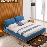 加露斯 北欧简约现代布艺床1.8米双人实木床 小户型婚床 新品首发