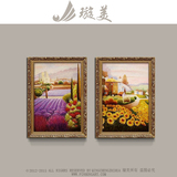 手绘油画欧式现代客厅餐厅玄关挂画组合装饰画抽象风景向日葵花园