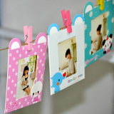 创意DIY挂墙 韩式悬挂纸相框 串串卡儿童组合照片墙麻绳夹子lomo