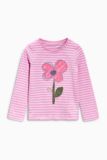 英国代购童装正品NEXT 2016春女宝宝女童百搭粉色花朵 长袖T恤