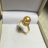 南洋金珠戒指指环10-11MM 金色系列多款淡水珍珠粉戒指时尚女款