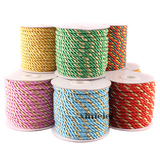 5MM粗3股彩色扭绳加金线 捆绑包装绳手提线绳圆绳窗帘流苏材料