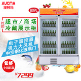 Aucma/澳柯玛 SC-809立式商用大容量双门冰柜保鲜陈列展示冷藏柜