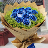 新款促销蓝色妖姬11朵蓝玫瑰送恋人表白七夕鲜花西城东城速递送花