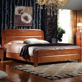橡木床全实木床双人床单人床1.8米1.5米高箱床大床田园床简约现代
