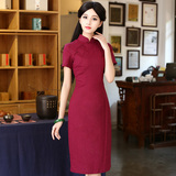 华族经典纯色棉麻女士日常改良旗袍中式复古夏装气质文艺范连衣裙